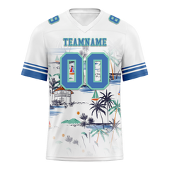 Custom White Tie Dye Aqua Personalized Authentic Football Jersey FBJ02-bc0fa8f