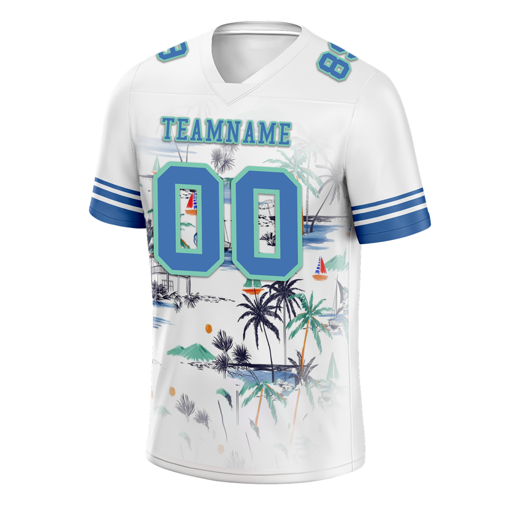 Custom White Tie Dye Aqua Personalized Authentic Football Jersey FBJ02-bc0fa8f