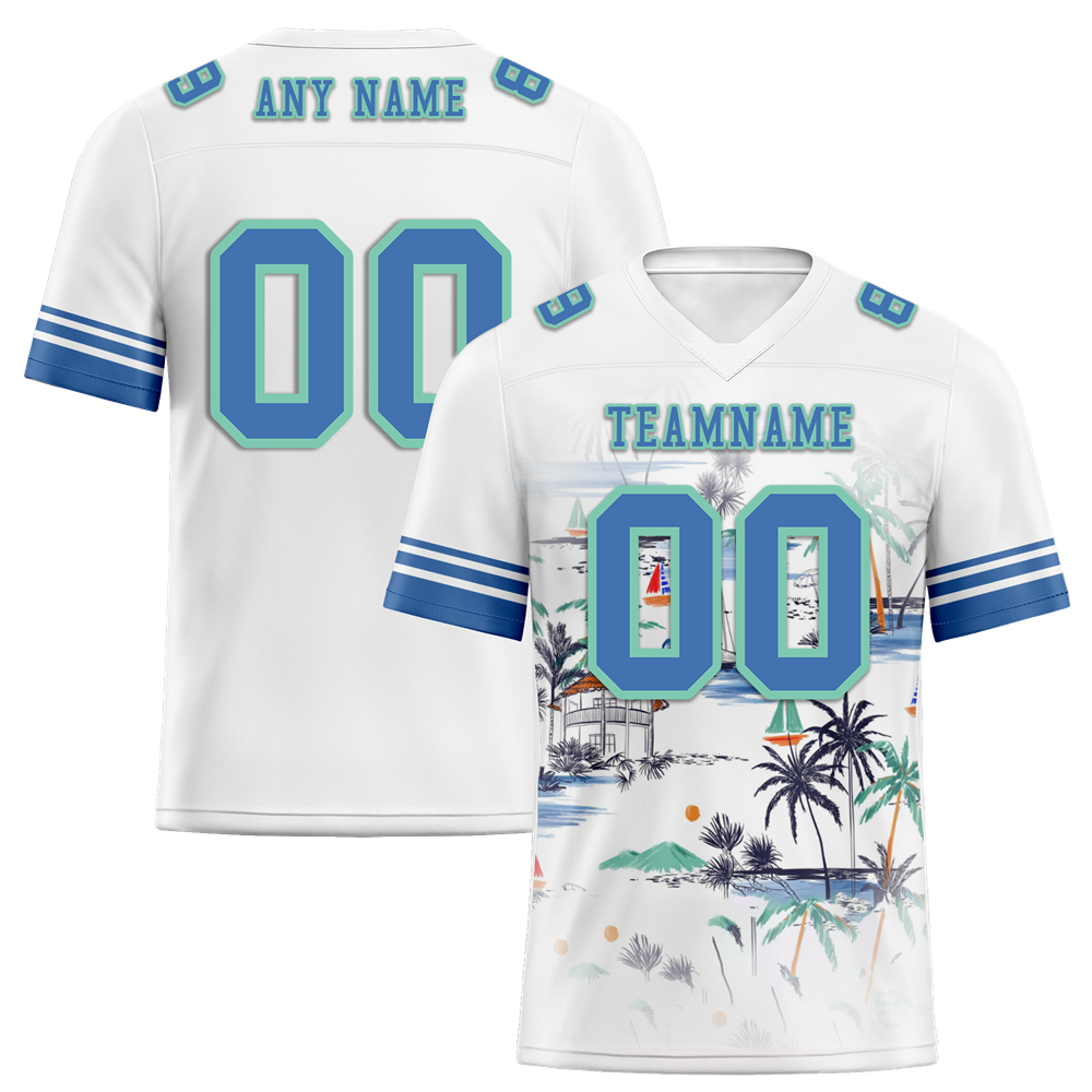 Custom White Tie Dye Aqua Personalized Authentic Football Jersey FBJ02-bc0fa8f