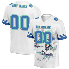 Custom White Tie Dye Aqua Personalized Authentic Football Jersey FBJ02-bc0fa8f