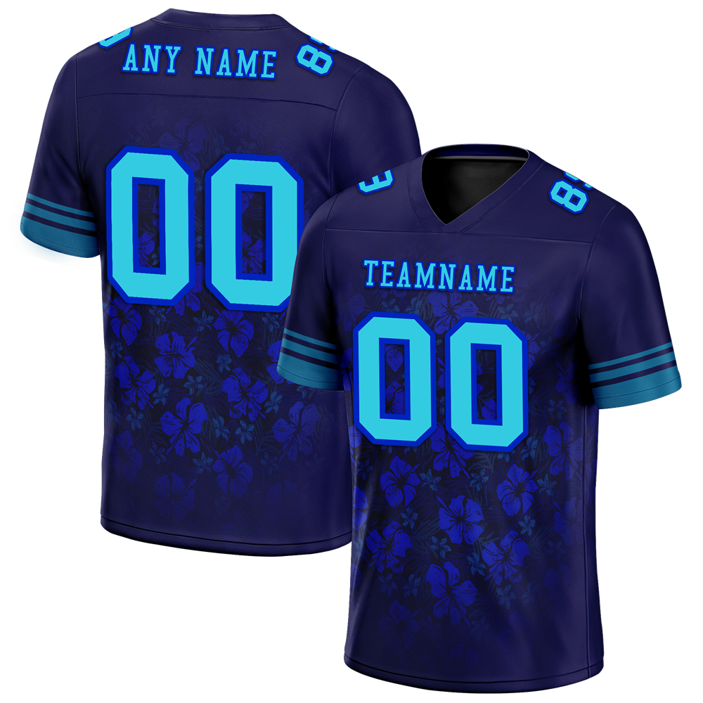 Custom Blue Tie Dye Aqua Personalized Authentic Football Jersey FBJ02-bc0fa87