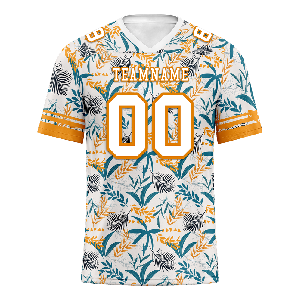 Custom Orange Aqua Hawaii White Personalized Authentic Football Jersey FBJ02-bc0fa9a
