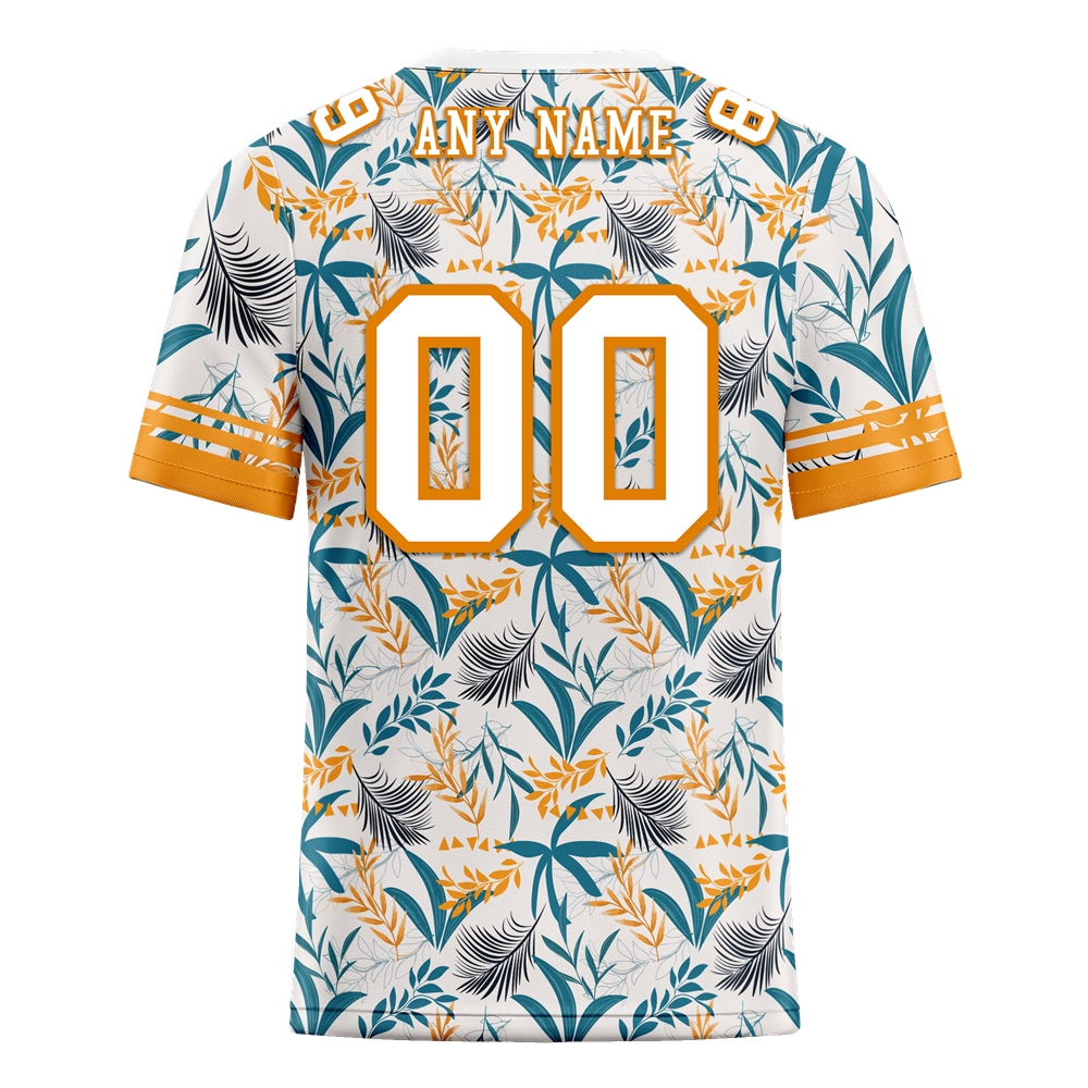 Custom Orange Aqua Hawaii White Personalized Authentic Football Jersey FBJ02-bc0fa9a