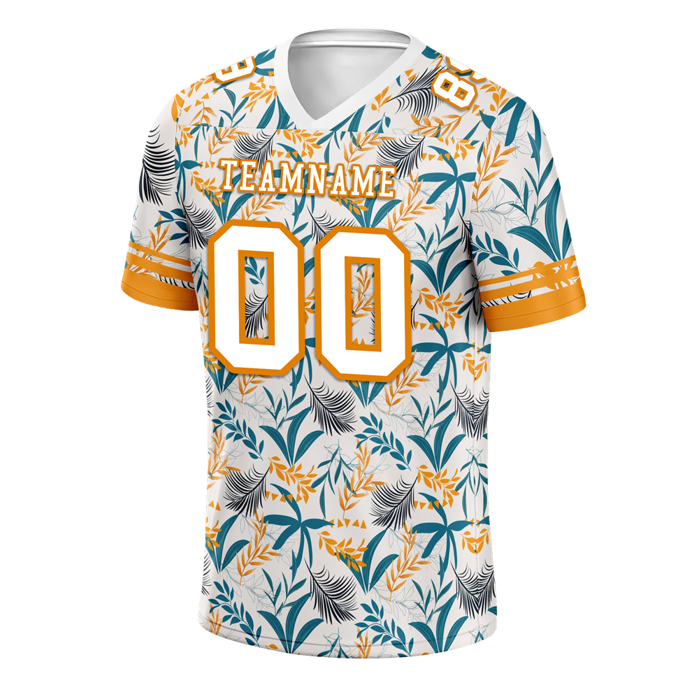 Custom Orange Aqua Hawaii White Personalized Authentic Football Jersey FBJ02-bc0fa9a