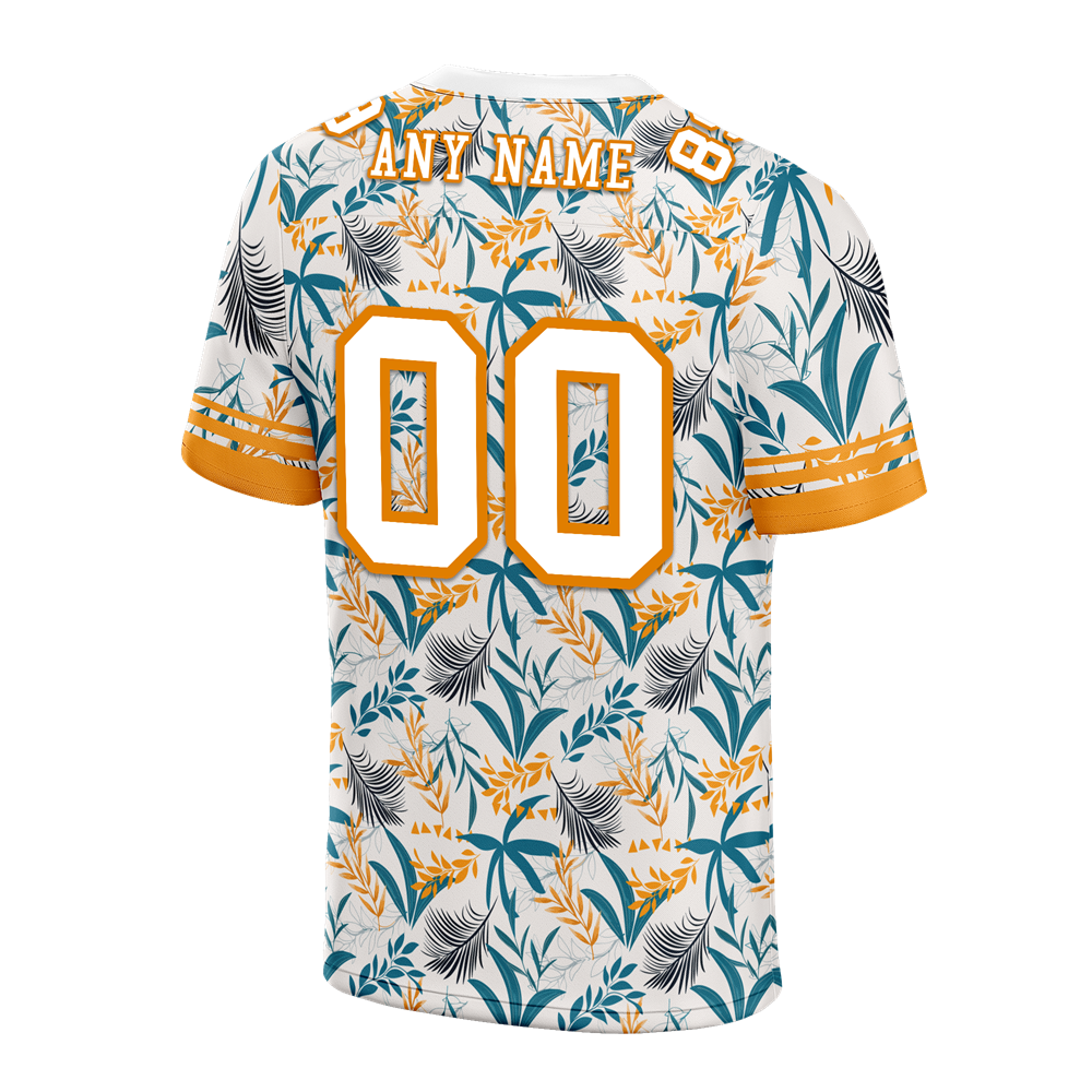 Custom Orange Aqua Hawaii White Personalized Authentic Football Jersey FBJ02-bc0fa9a