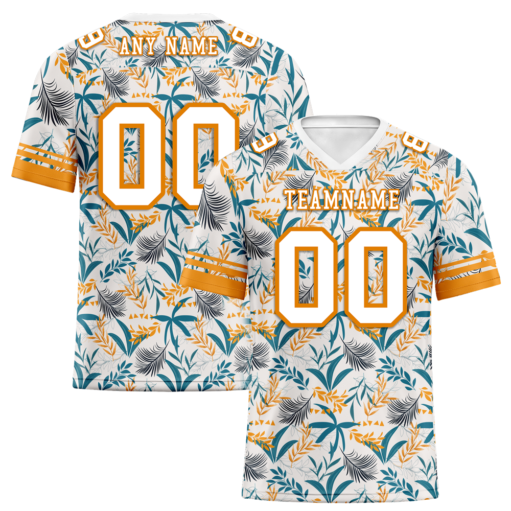 Custom Orange Aqua Hawaii White Personalized Authentic Football Jersey FBJ02-bc0fa9a