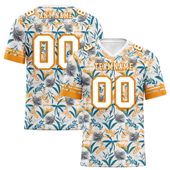 Custom Orange Aqua Hawaii White Personalized Authentic Football Jersey FBJ02-bc0fa9a