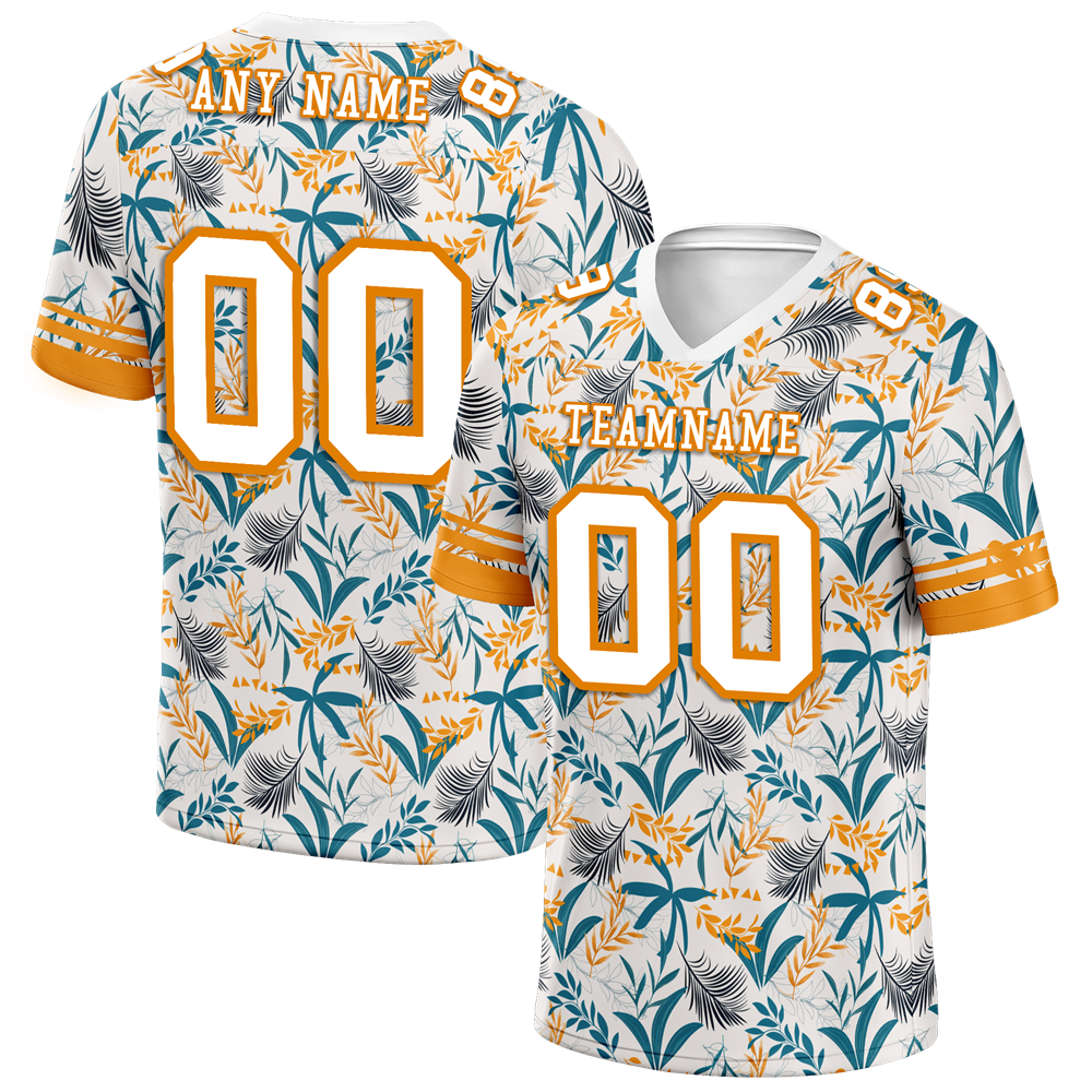 Custom Orange Aqua Hawaii White Personalized Authentic Football Jersey FBJ02-bc0fa9a