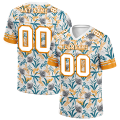 Custom Orange Aqua Hawaii White Personalized Authentic Football Jersey FBJ02-bc0fa9a