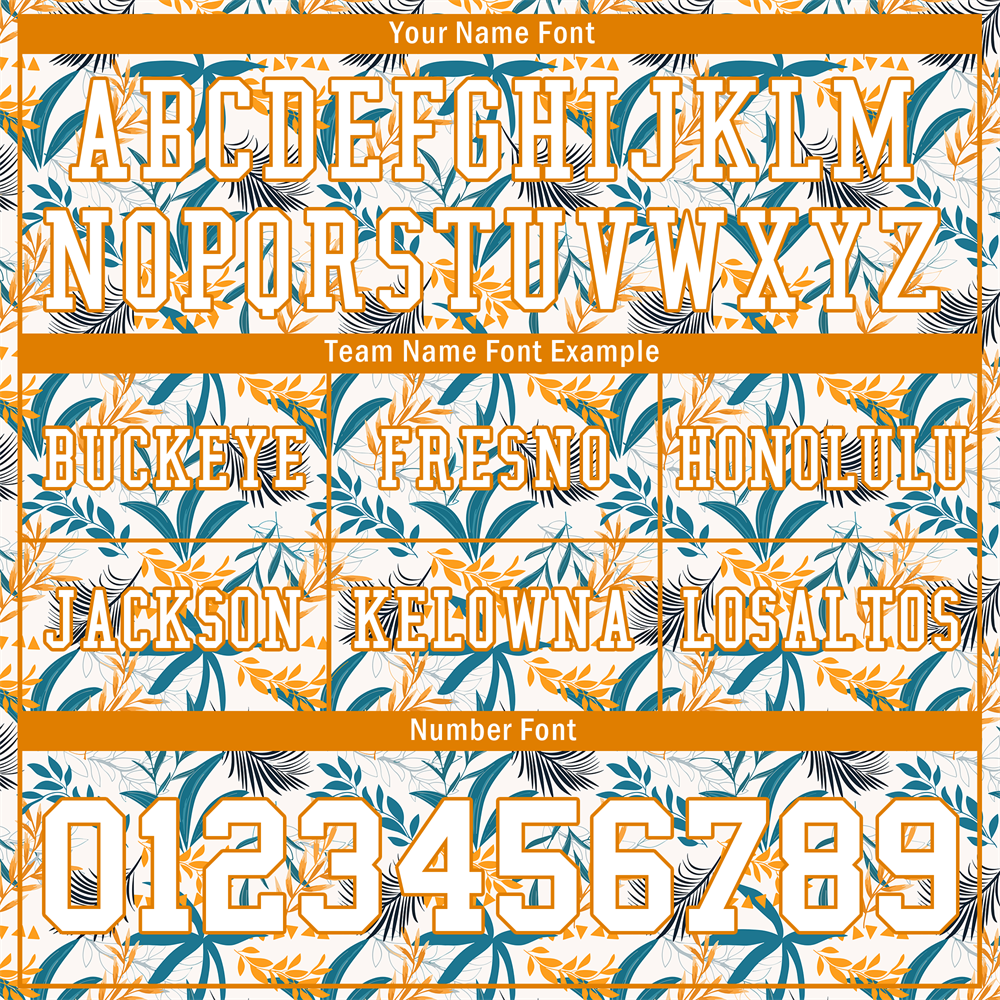 Custom Orange Aqua Hawaii White Personalized Authentic Football Jersey FBJ02-bc0fa9a