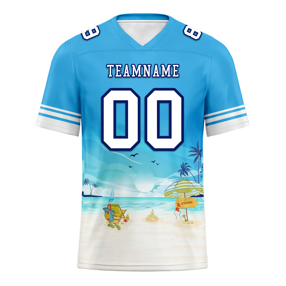 Custom Blue Hawaii White Personalized Authentic Football Jersey FBJ02-bc0fa9c
