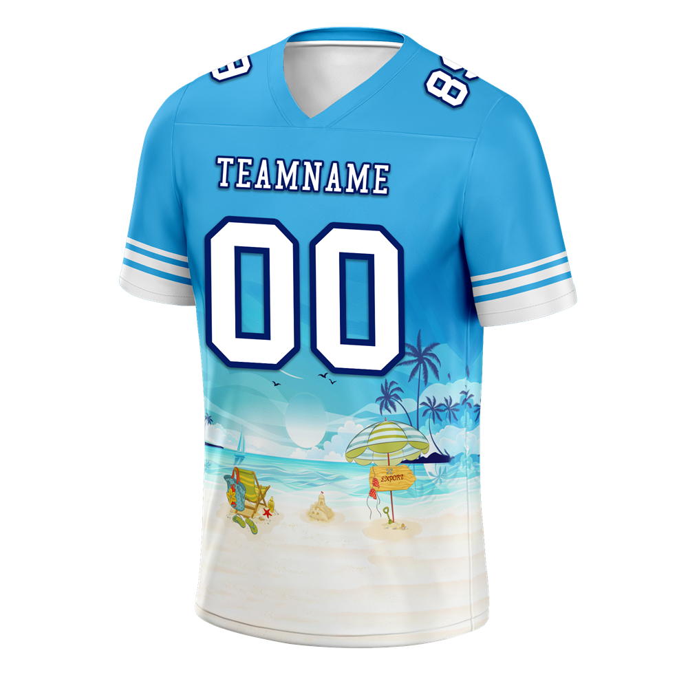 Custom Blue Hawaii White Personalized Authentic Football Jersey FBJ02-bc0fa9c