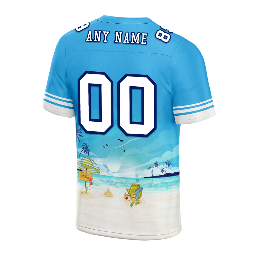 Custom Blue Hawaii White Personalized Authentic Football Jersey FBJ02-bc0fa9c