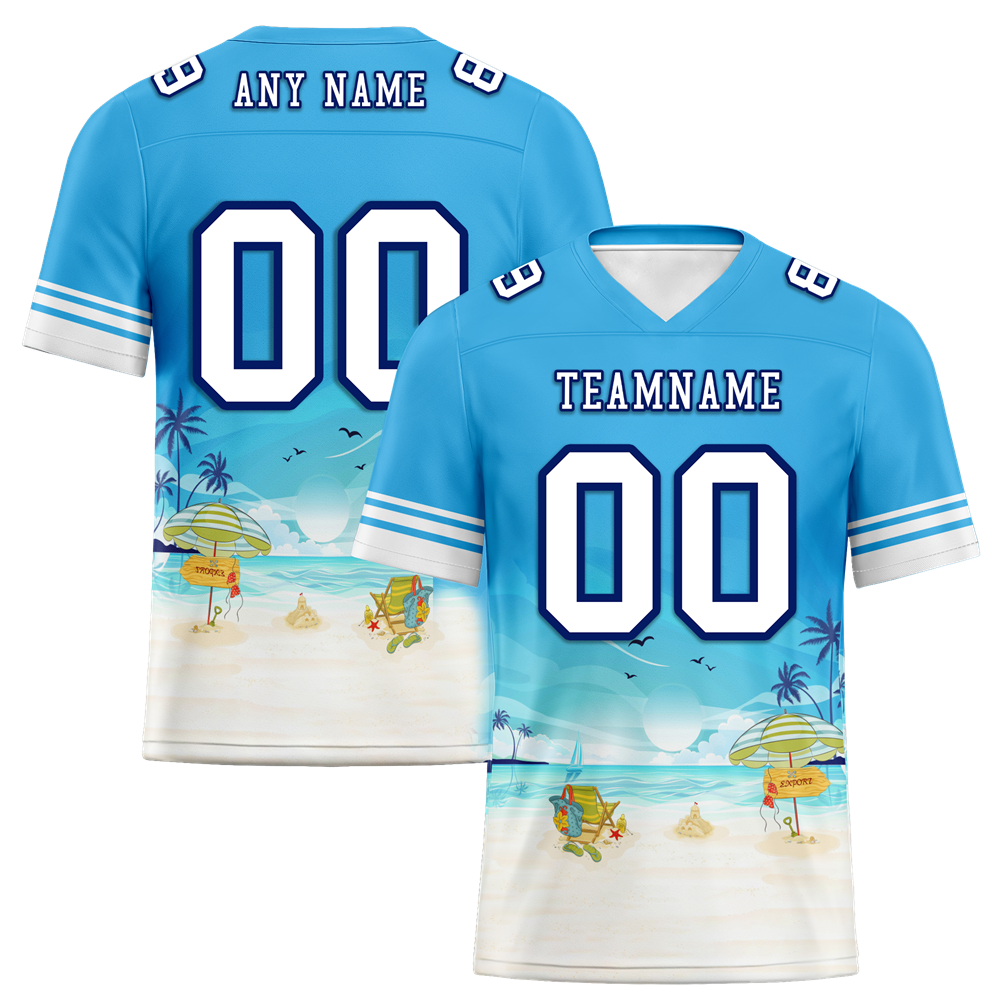 Custom Blue Hawaii White Personalized Authentic Football Jersey FBJ02-bc0fa9c