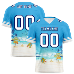 Custom Blue Hawaii White Personalized Authentic Football Jersey FBJ02-bc0fa9c