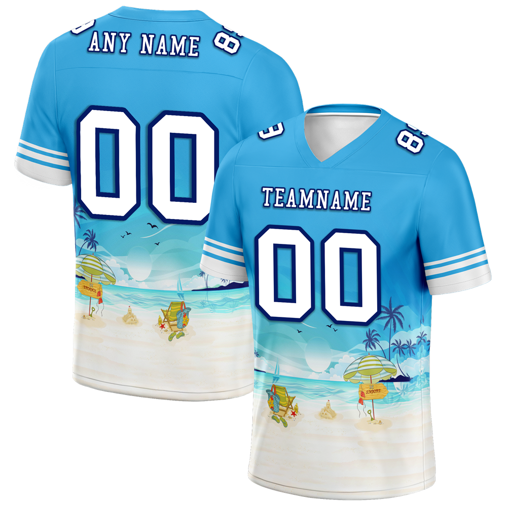 Custom Blue Hawaii White Personalized Authentic Football Jersey FBJ02-bc0fa9c