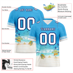 Custom Blue Hawaii White Personalized Authentic Football Jersey FBJ02-bc0fa9c