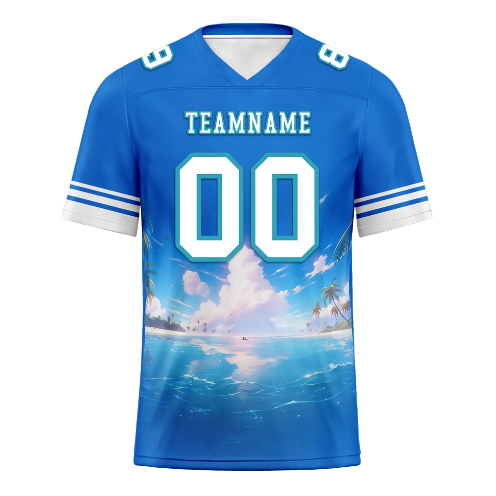 Custom Blue Hawaii White Personalized Authentic Football Jersey FBJ02-bc0fa9d