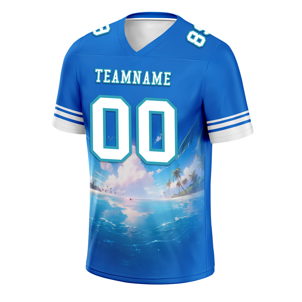 Custom Blue Hawaii White Personalized Authentic Football Jersey FBJ02-bc0fa9d