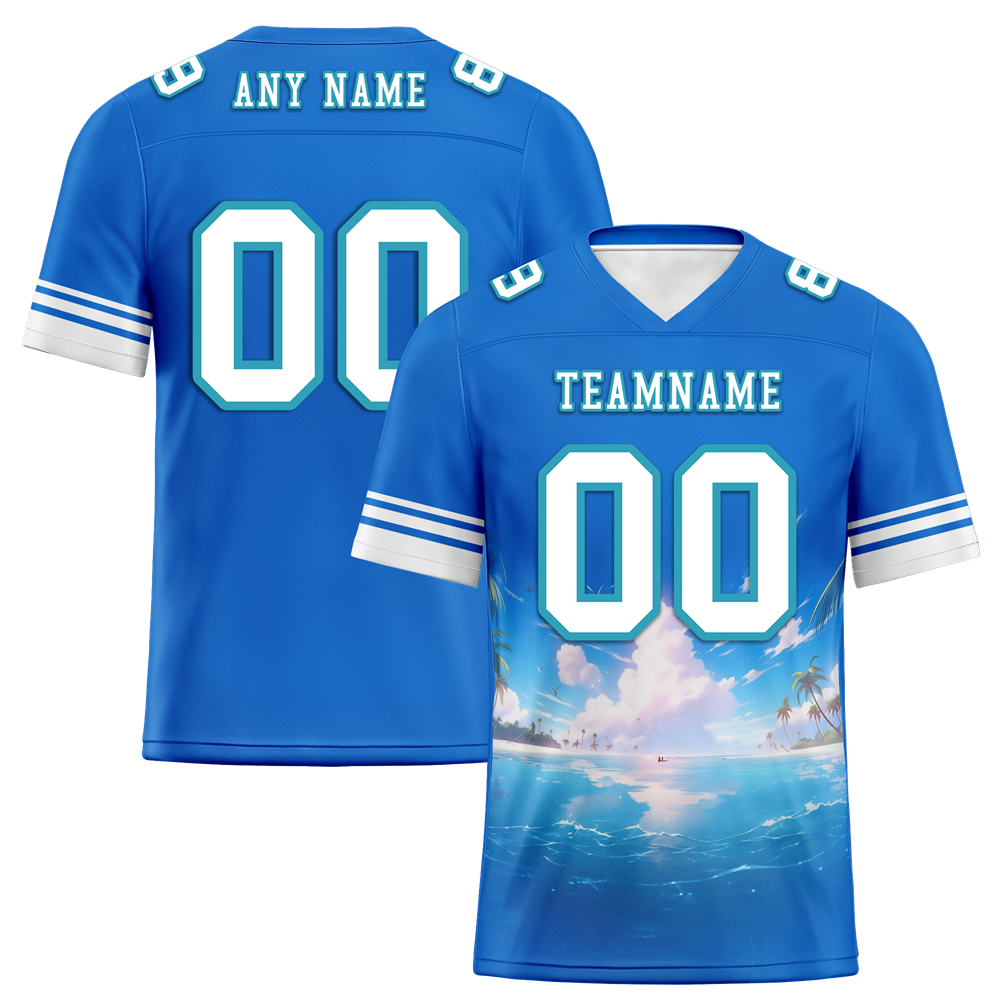 Custom Blue Hawaii White Personalized Authentic Football Jersey FBJ02-bc0fa9d