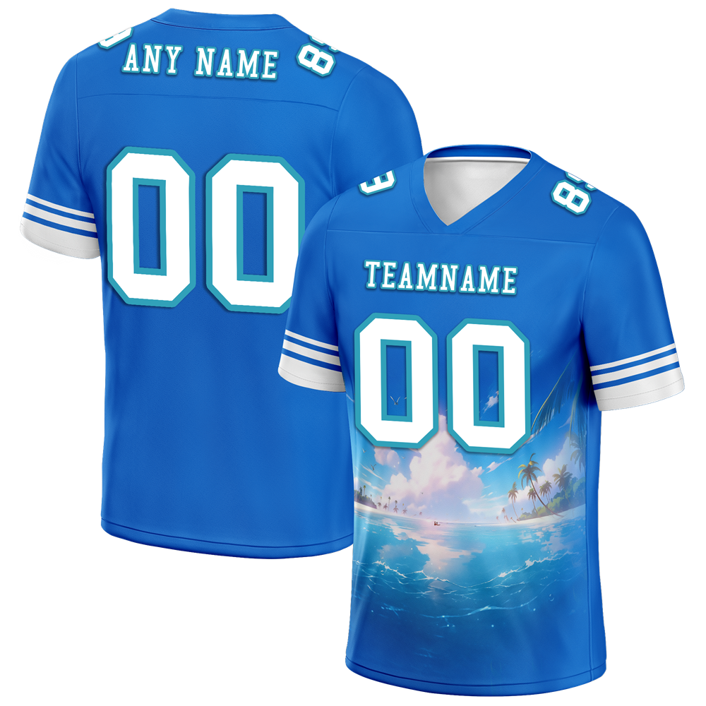 Custom Blue Hawaii White Personalized Authentic Football Jersey FBJ02-bc0fa9d