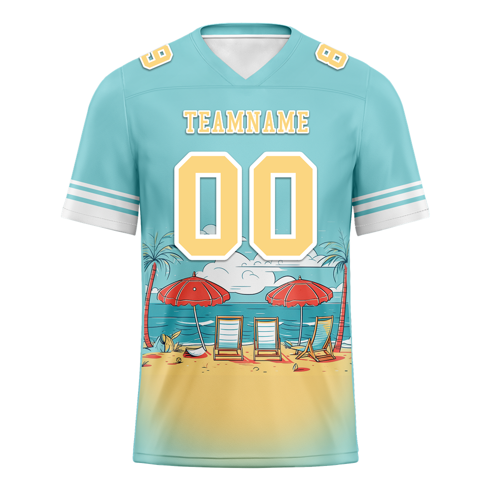 Custom Aqua Hawaii Yellow Personalized Authentic Football Jersey FBJ02-bc0fa9e