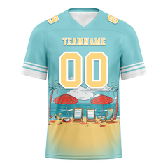 Custom Aqua Hawaii Yellow Personalized Authentic Football Jersey FBJ02-bc0fa9e