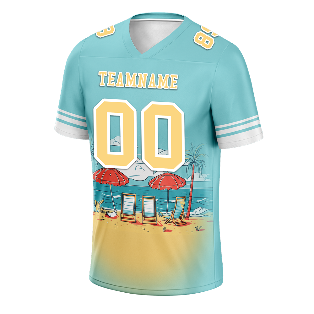 Custom Aqua Hawaii Yellow Personalized Authentic Football Jersey FBJ02-bc0fa9e