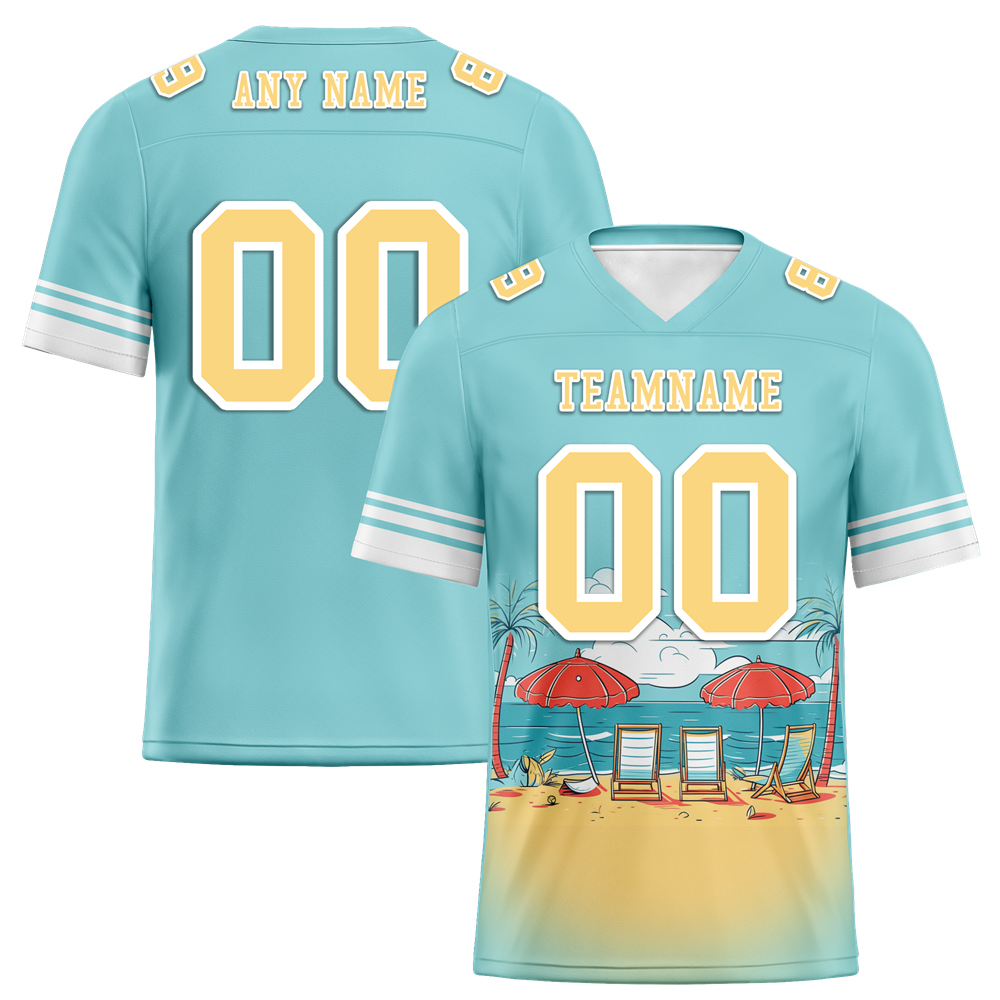 Custom Aqua Hawaii Yellow Personalized Authentic Football Jersey FBJ02-bc0fa9e