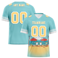 Custom Aqua Hawaii Yellow Personalized Authentic Football Jersey FBJ02-bc0fa9e