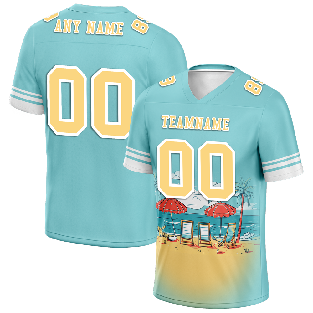 Custom Aqua Hawaii Yellow Personalized Authentic Football Jersey FBJ02-bc0fa9e