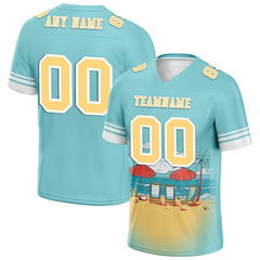 Custom Aqua Hawaii Yellow Personalized Authentic Football Jersey FBJ02-bc0fa9e