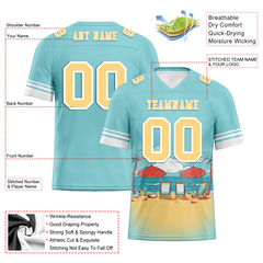 Custom Aqua Hawaii Yellow Personalized Authentic Football Jersey FBJ02-bc0fa9e