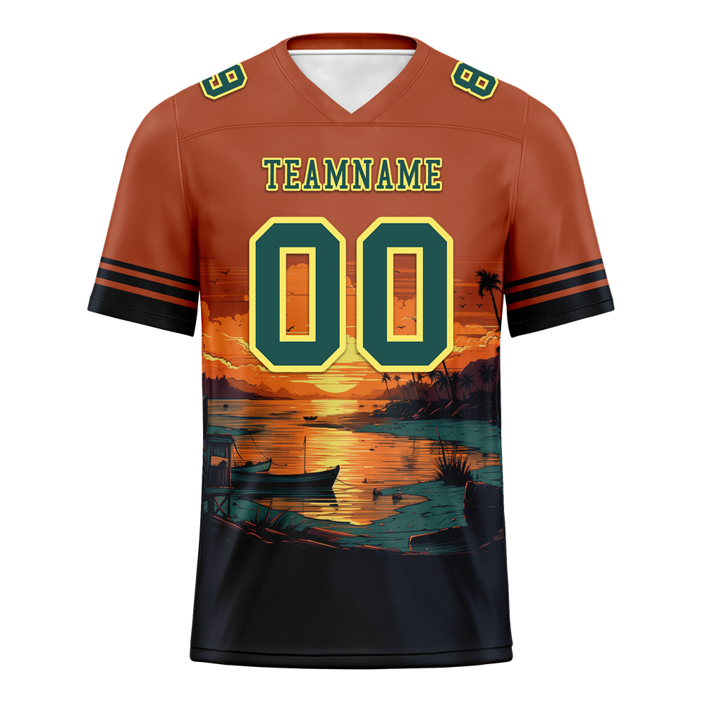 Custom Orange Hawaii Aqua Personalized Authentic Football Jersey FBJ02-bc0fa9f