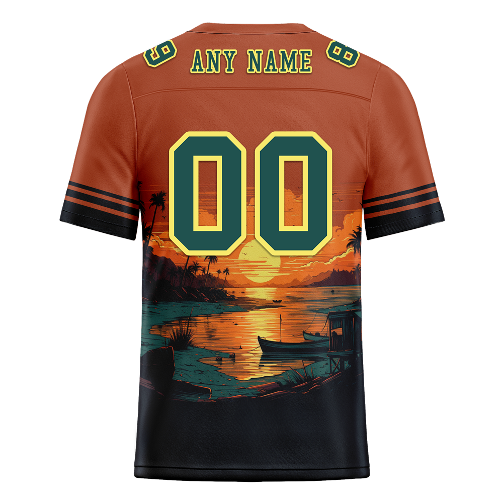 Custom Orange Hawaii Aqua Personalized Authentic Football Jersey FBJ02-bc0fa9f