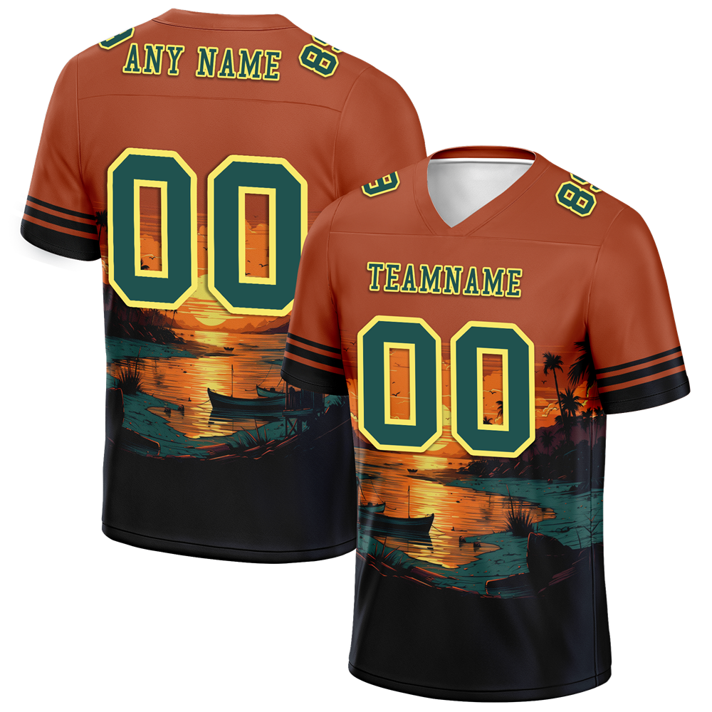 Custom Orange Hawaii Aqua Personalized Authentic Football Jersey FBJ02-bc0fa9f