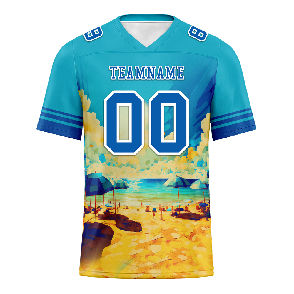 Custom Aqua Hawaii Blue Personalized Authentic Football Jersey FBJ02-bc0fa97
