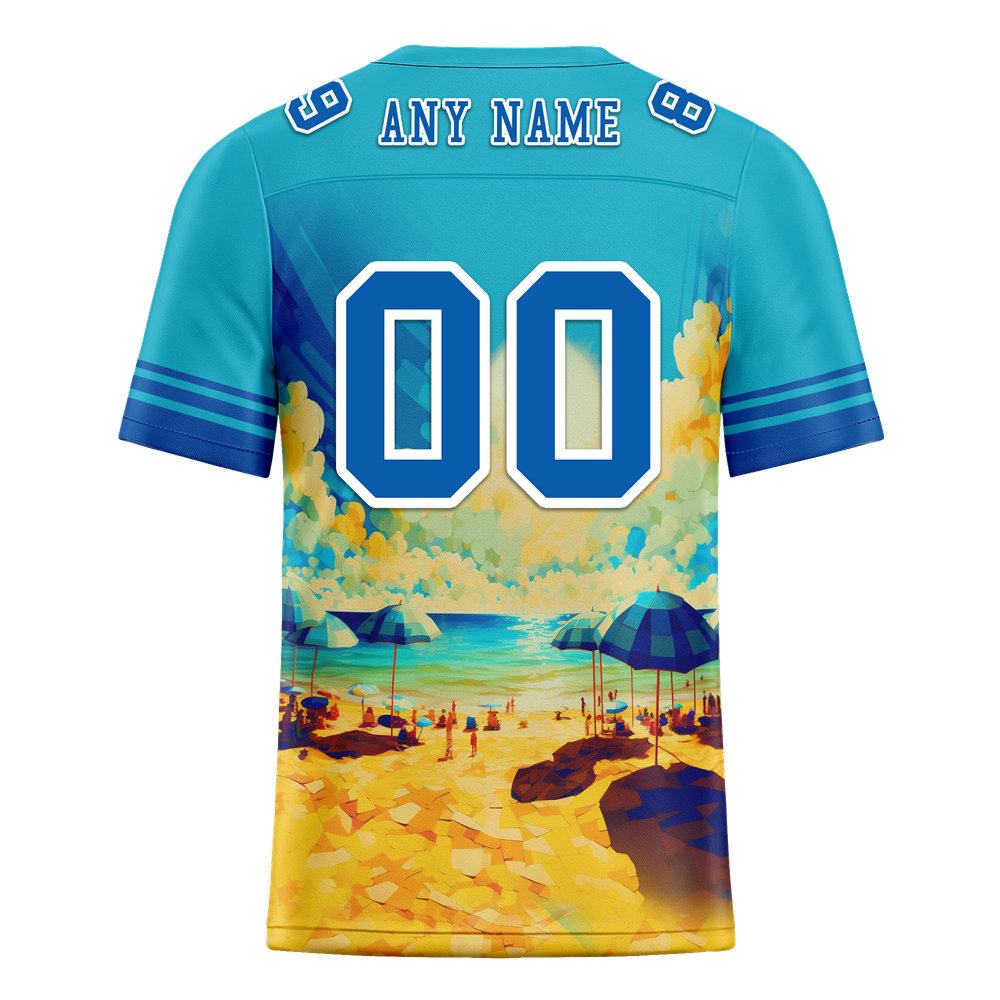 Custom Aqua Hawaii Blue Personalized Authentic Football Jersey FBJ02-bc0fa97