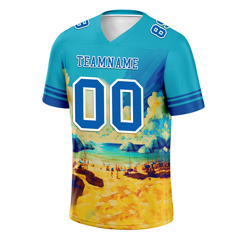 Custom Aqua Hawaii Blue Personalized Authentic Football Jersey FBJ02-bc0fa97
