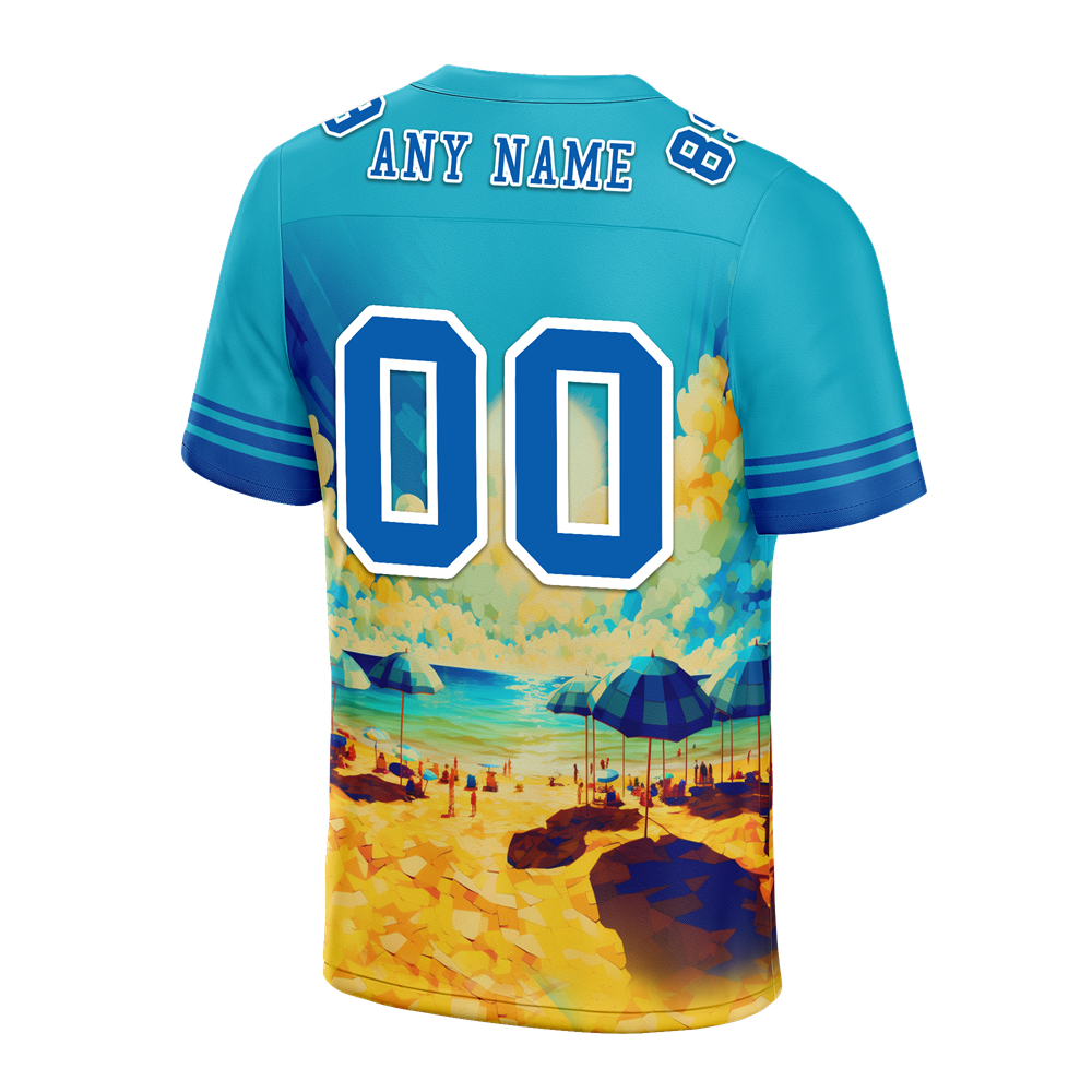 Custom Aqua Hawaii Blue Personalized Authentic Football Jersey FBJ02-bc0fa97