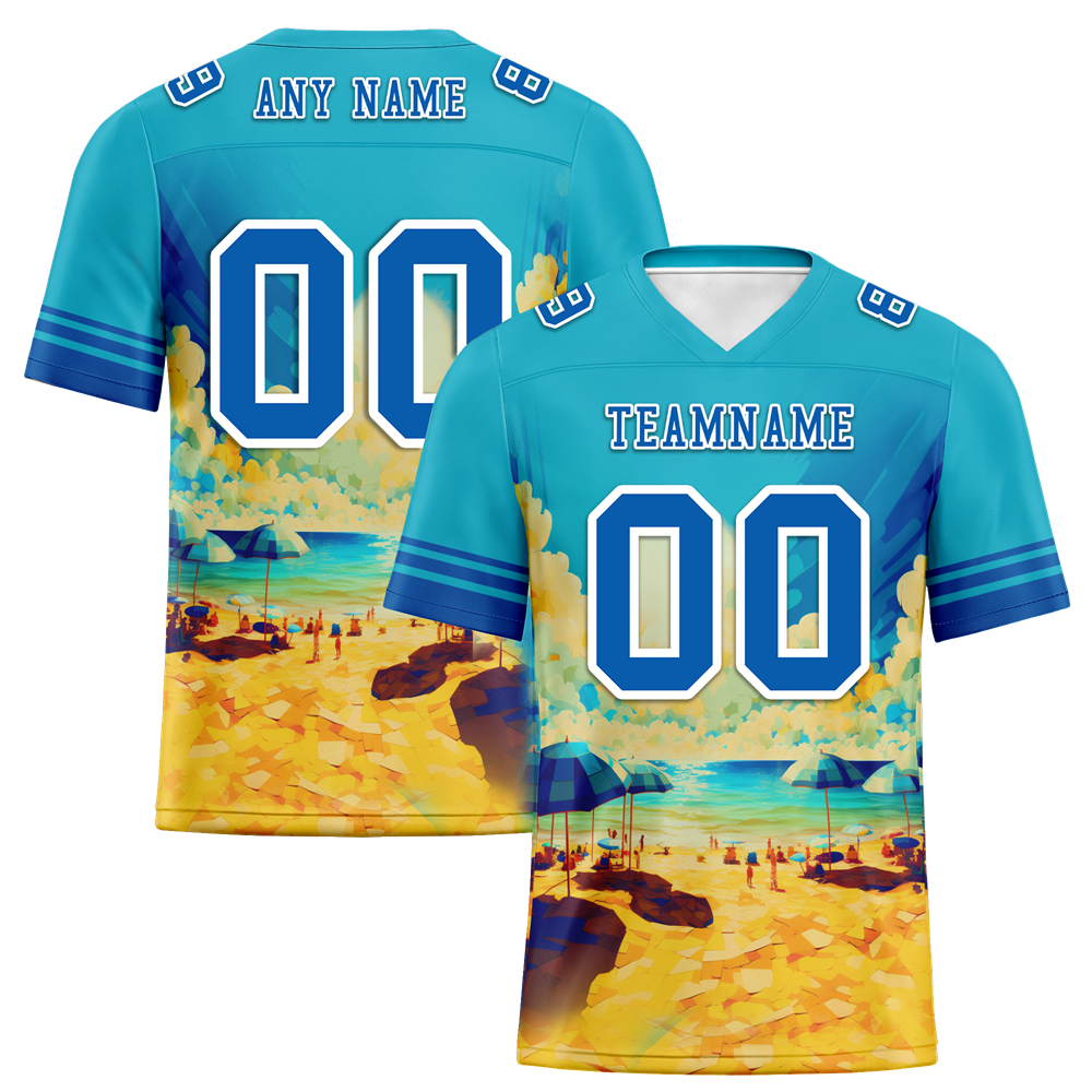 Custom Aqua Hawaii Blue Personalized Authentic Football Jersey FBJ02-bc0fa97