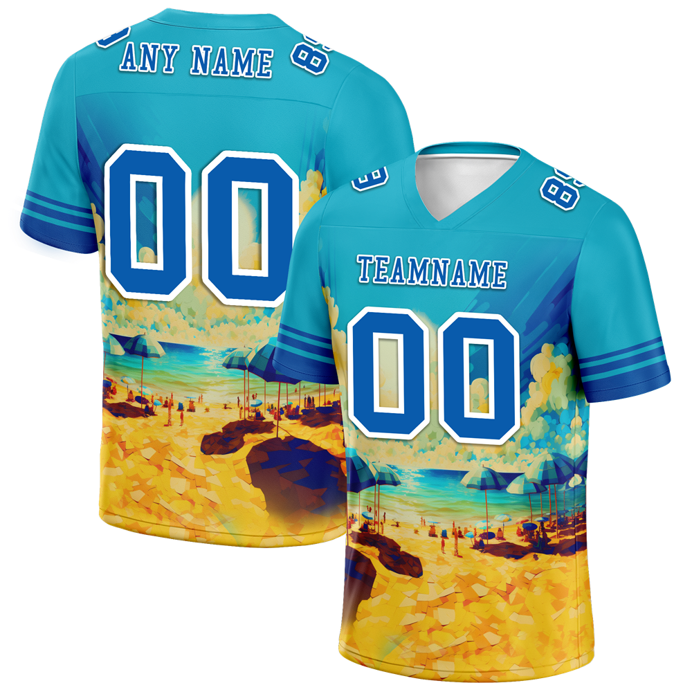 Custom Aqua Hawaii Blue Personalized Authentic Football Jersey FBJ02-bc0fa97