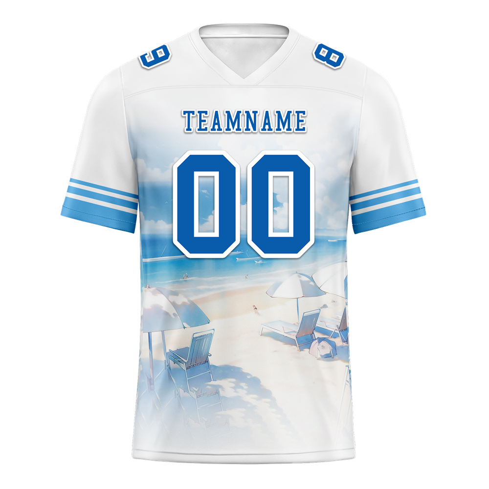 Custom White Hawaii Blue Personalized Authentic Football Jersey FBJ02-bc0fa98