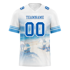 Custom White Hawaii Blue Personalized Authentic Football Jersey FBJ02-bc0fa98