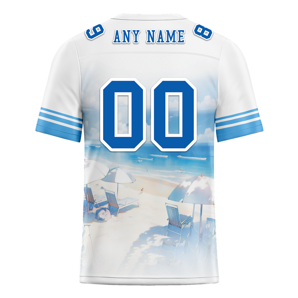 Custom White Hawaii Blue Personalized Authentic Football Jersey FBJ02-bc0fa98