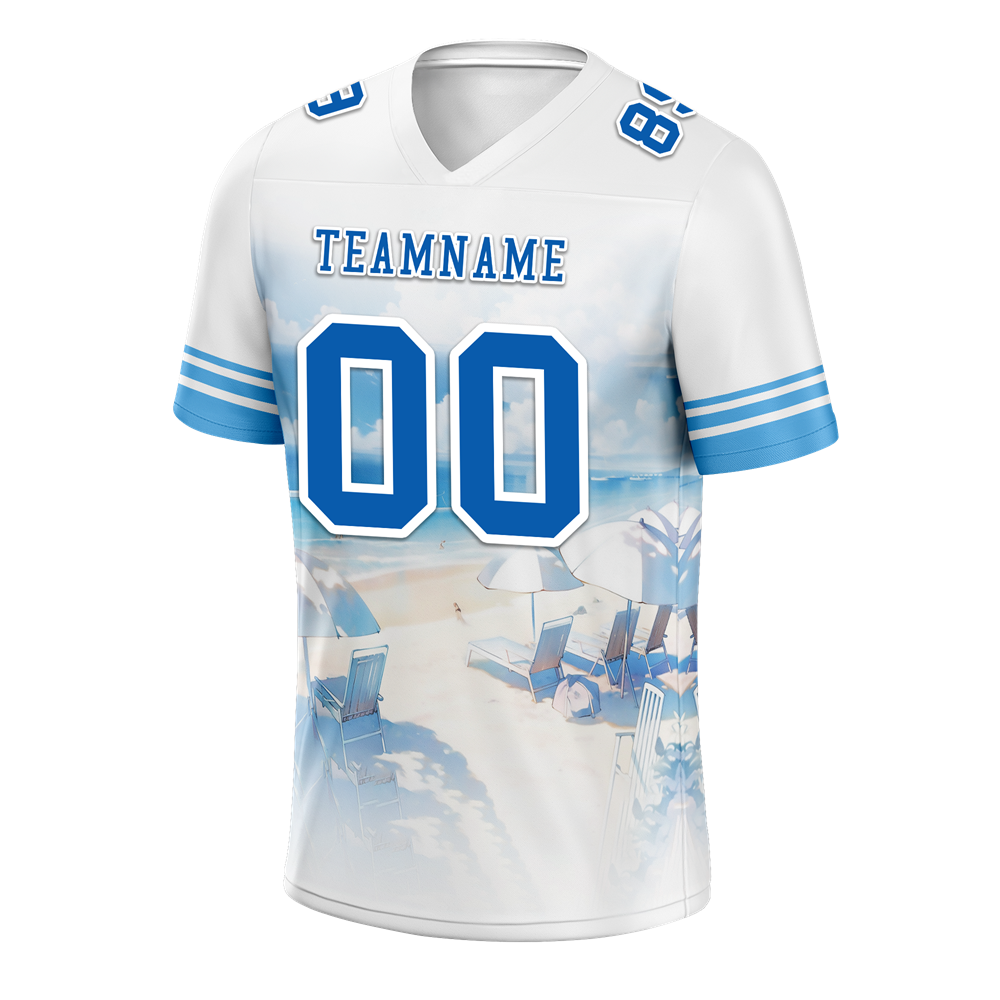 Custom White Hawaii Blue Personalized Authentic Football Jersey FBJ02-bc0fa98