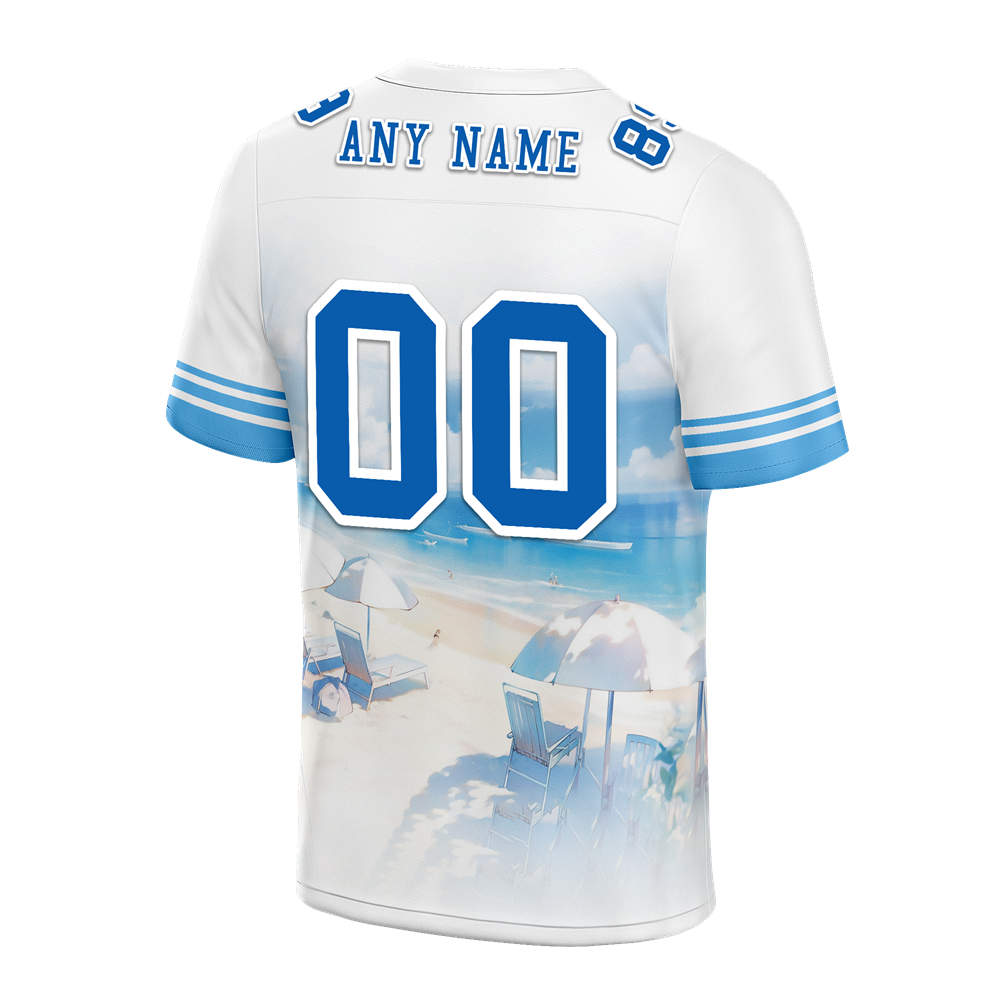 Custom White Hawaii Blue Personalized Authentic Football Jersey FBJ02-bc0fa98