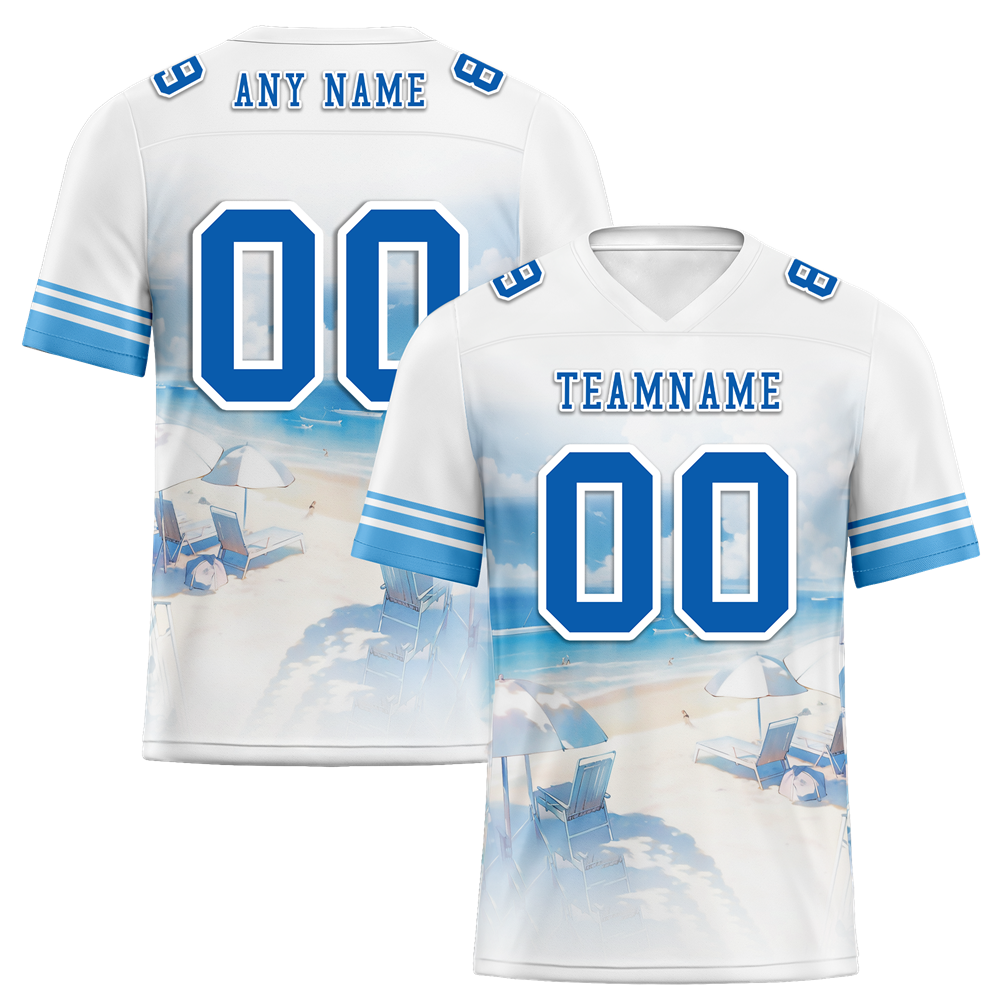 Custom White Hawaii Blue Personalized Authentic Football Jersey FBJ02-bc0fa98