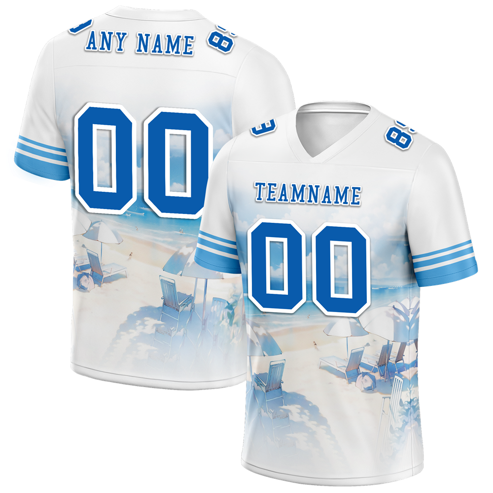 Custom White Hawaii Blue Personalized Authentic Football Jersey FBJ02-bc0fa98