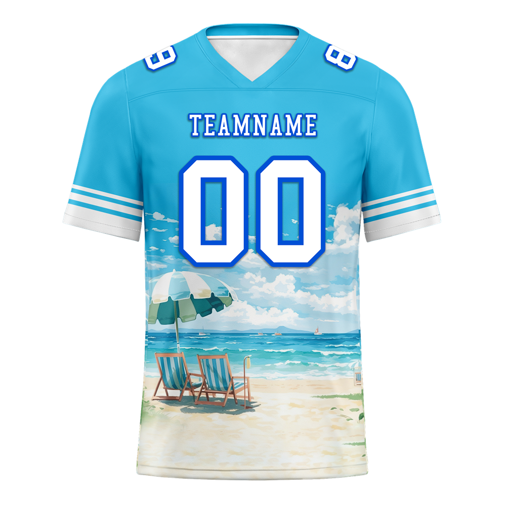 Custom Aqua Hawaii White Personalized Authentic Football Jersey FBJ02-bc0fa99